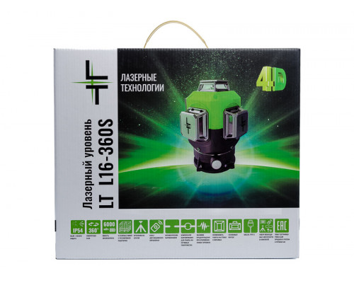 Профессиональный Лазерный уровень LT L16-360S + Штатив 4.8м + Тренога 1.5м Усиленная + Приемник (отражатель) лазерного луча