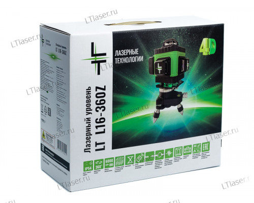 Профессиональный Лазерный уровень (нивелир) LT L16-360Z 4D 16 линий + штанга 4.8 метра с микролифтом